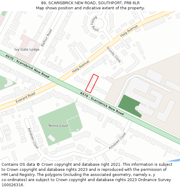 89, SCARISBRICK NEW ROAD, SOUTHPORT, PR8 6LR: Location map and indicative extent of plot