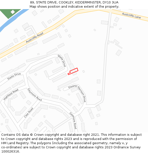 89, STAITE DRIVE, COOKLEY, KIDDERMINSTER, DY10 3UA: Location map and indicative extent of plot