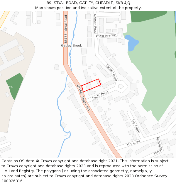 89, STYAL ROAD, GATLEY, CHEADLE, SK8 4JQ: Location map and indicative extent of plot