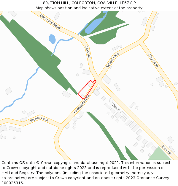 89, ZION HILL, COLEORTON, COALVILLE, LE67 8JP: Location map and indicative extent of plot