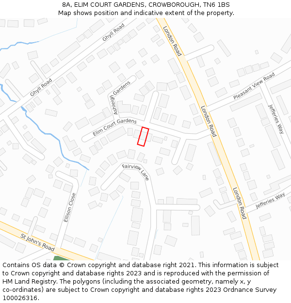 8A, ELIM COURT GARDENS, CROWBOROUGH, TN6 1BS: Location map and indicative extent of plot