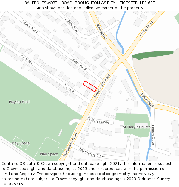 8A, FROLESWORTH ROAD, BROUGHTON ASTLEY, LEICESTER, LE9 6PE: Location map and indicative extent of plot