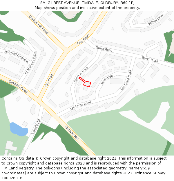 8A, GILBERT AVENUE, TIVIDALE, OLDBURY, B69 1PJ: Location map and indicative extent of plot