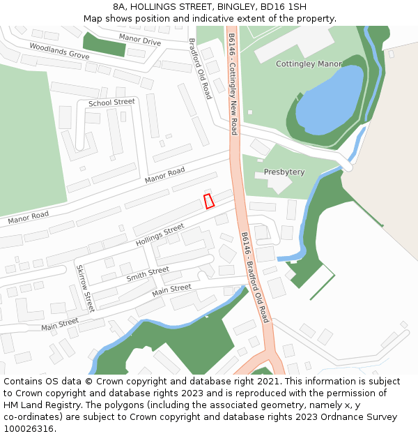 8A, HOLLINGS STREET, BINGLEY, BD16 1SH: Location map and indicative extent of plot