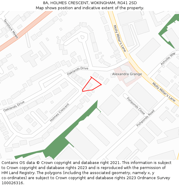 8A, HOLMES CRESCENT, WOKINGHAM, RG41 2SD: Location map and indicative extent of plot
