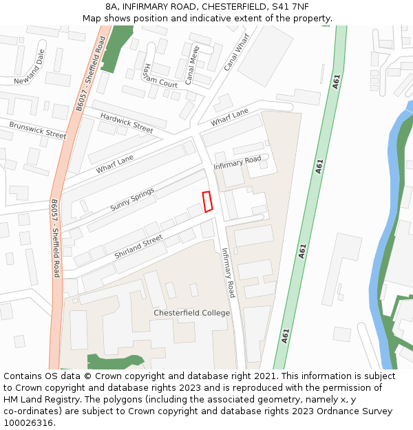 8A, INFIRMARY ROAD, CHESTERFIELD, S41 7NF: Location map and indicative extent of plot