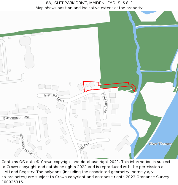 8A, ISLET PARK DRIVE, MAIDENHEAD, SL6 8LF: Location map and indicative extent of plot