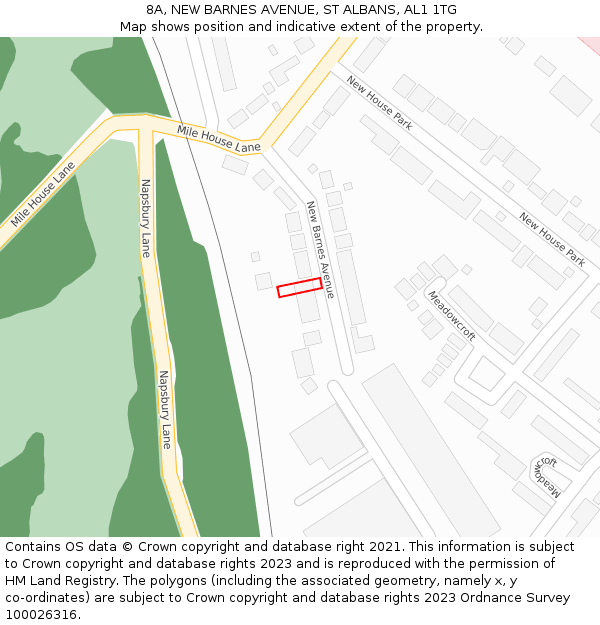 8A, NEW BARNES AVENUE, ST ALBANS, AL1 1TG: Location map and indicative extent of plot