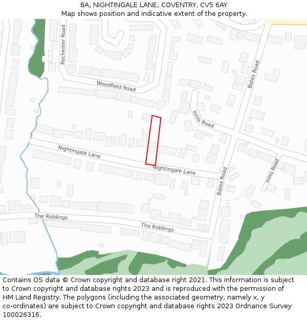 8A, NIGHTINGALE LANE, COVENTRY, CV5 6AY: Location map and indicative extent of plot