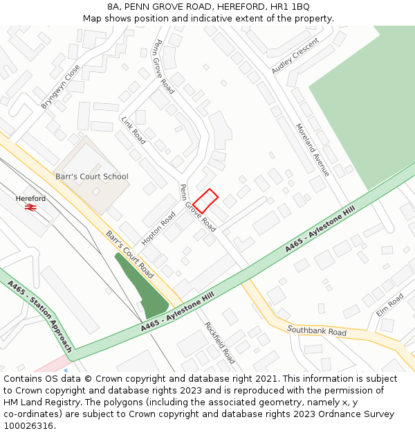 8A, PENN GROVE ROAD, HEREFORD, HR1 1BQ: Location map and indicative extent of plot