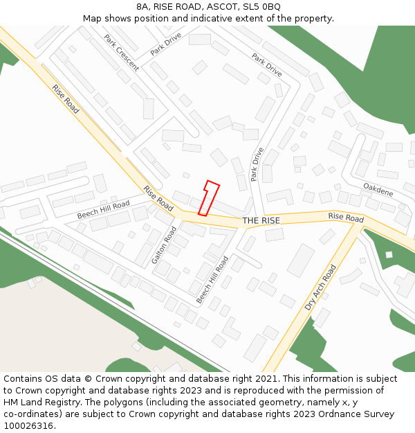 8A, RISE ROAD, ASCOT, SL5 0BQ: Location map and indicative extent of plot