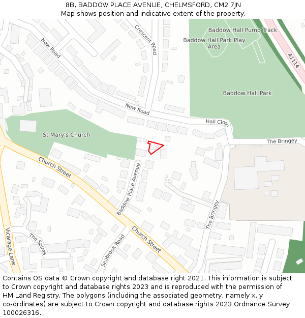 8B, BADDOW PLACE AVENUE, CHELMSFORD, CM2 7JN: Location map and indicative extent of plot