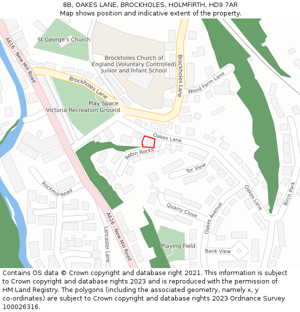 8B, OAKES LANE, BROCKHOLES, HOLMFIRTH, HD9 7AR: Location map and indicative extent of plot