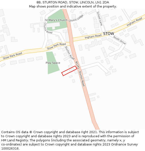 8B, STURTON ROAD, STOW, LINCOLN, LN1 2DA: Location map and indicative extent of plot