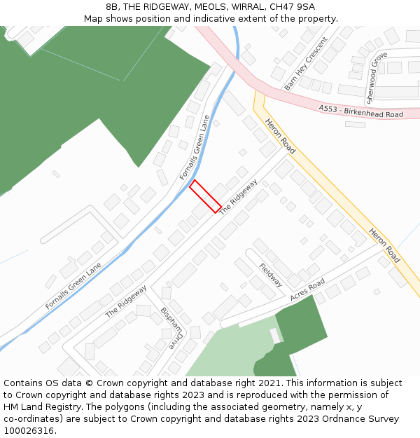 8B, THE RIDGEWAY, MEOLS, WIRRAL, CH47 9SA: Location map and indicative extent of plot