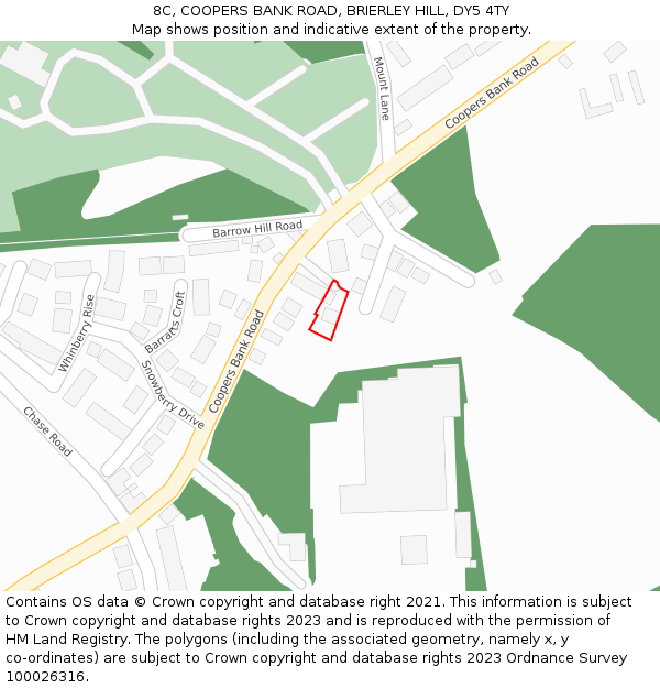 8C, COOPERS BANK ROAD, BRIERLEY HILL, DY5 4TY: Location map and indicative extent of plot