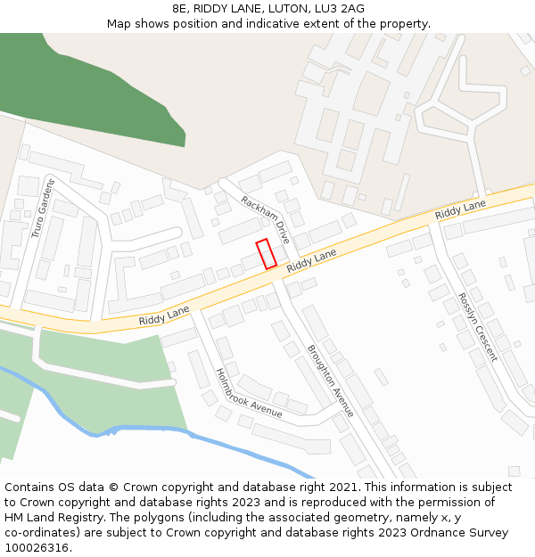 8E, RIDDY LANE, LUTON, LU3 2AG: Location map and indicative extent of plot