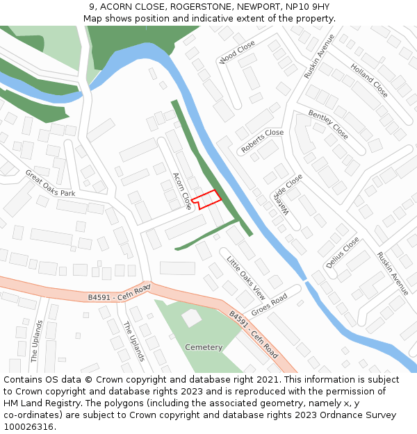 9, ACORN CLOSE, ROGERSTONE, NEWPORT, NP10 9HY: Location map and indicative extent of plot
