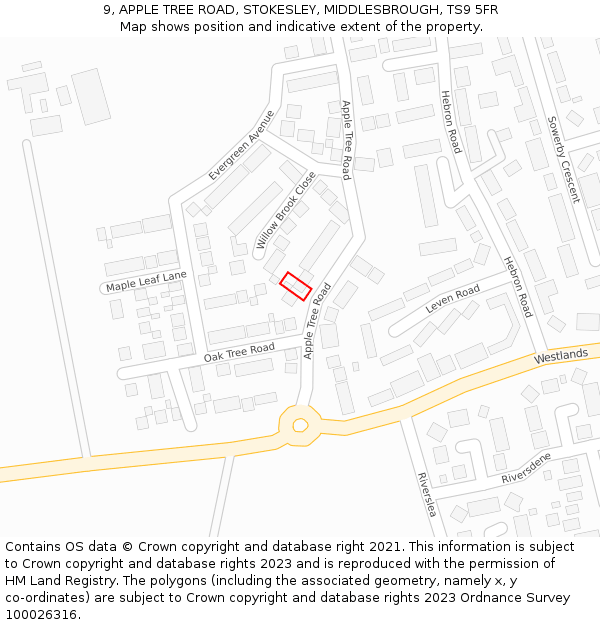 9, APPLE TREE ROAD, STOKESLEY, MIDDLESBROUGH, TS9 5FR: Location map and indicative extent of plot
