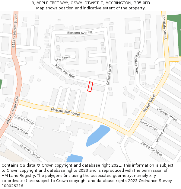 9, APPLE TREE WAY, OSWALDTWISTLE, ACCRINGTON, BB5 0FB: Location map and indicative extent of plot