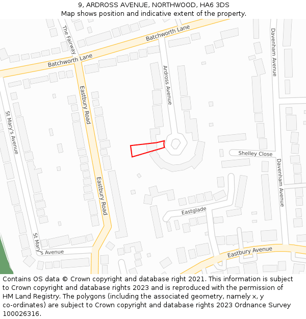 9, ARDROSS AVENUE, NORTHWOOD, HA6 3DS: Location map and indicative extent of plot