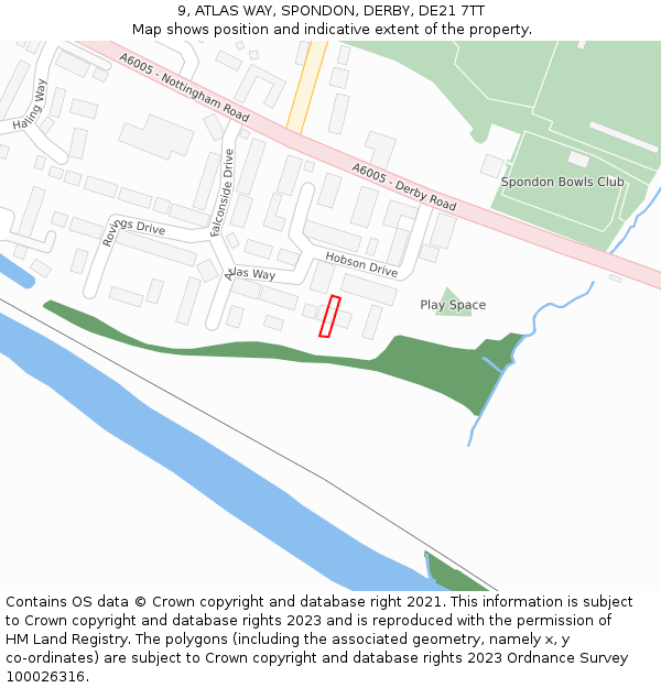 9, ATLAS WAY, SPONDON, DERBY, DE21 7TT: Location map and indicative extent of plot