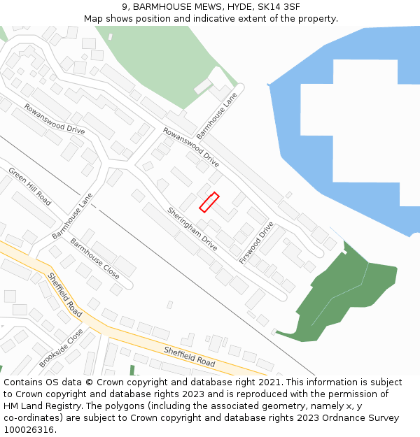 9, BARMHOUSE MEWS, HYDE, SK14 3SF: Location map and indicative extent of plot