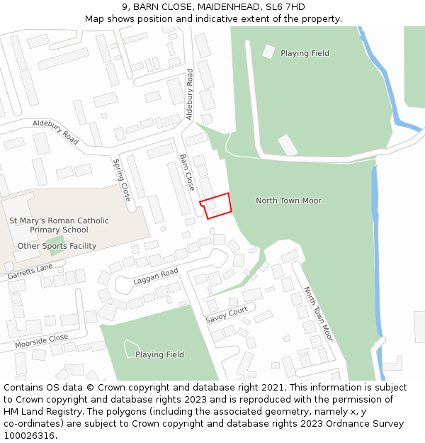 9, BARN CLOSE, MAIDENHEAD, SL6 7HD: Location map and indicative extent of plot