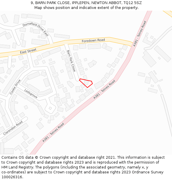 9, BARN PARK CLOSE, IPPLEPEN, NEWTON ABBOT, TQ12 5SZ: Location map and indicative extent of plot