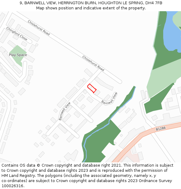 9, BARNWELL VIEW, HERRINGTON BURN, HOUGHTON LE SPRING, DH4 7FB: Location map and indicative extent of plot