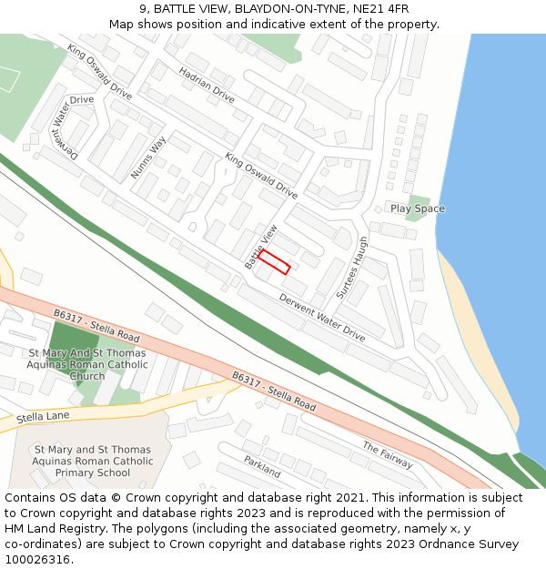 9, BATTLE VIEW, BLAYDON-ON-TYNE, NE21 4FR: Location map and indicative extent of plot