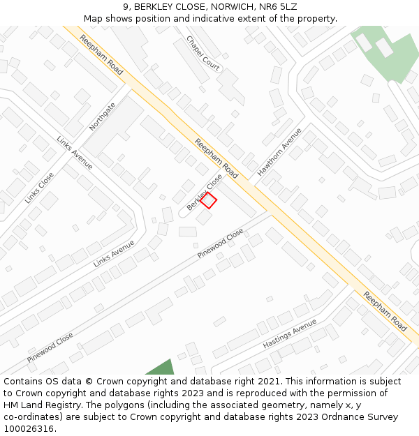 9, BERKLEY CLOSE, NORWICH, NR6 5LZ: Location map and indicative extent of plot