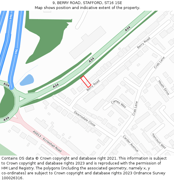 9, BERRY ROAD, STAFFORD, ST16 1SE: Location map and indicative extent of plot