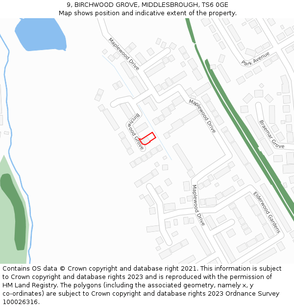 9, BIRCHWOOD GROVE, MIDDLESBROUGH, TS6 0GE: Location map and indicative extent of plot