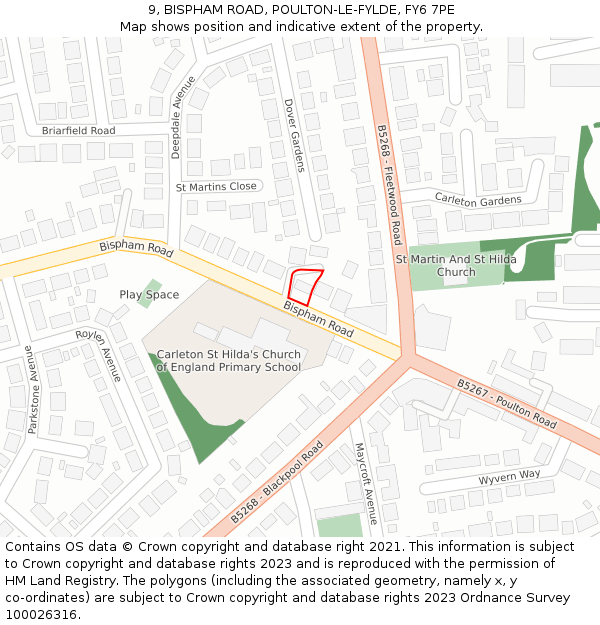 9, BISPHAM ROAD, POULTON-LE-FYLDE, FY6 7PE: Location map and indicative extent of plot