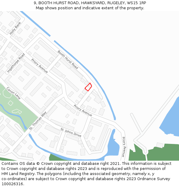 9, BOOTH HURST ROAD, HAWKSYARD, RUGELEY, WS15 1RP: Location map and indicative extent of plot