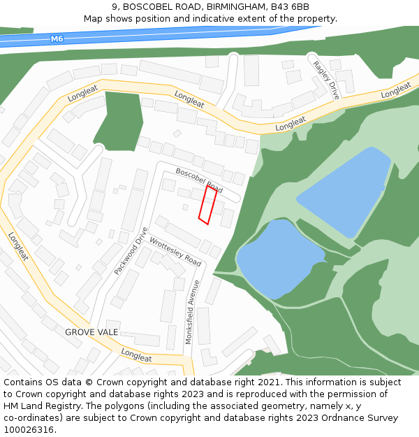 9, BOSCOBEL ROAD, BIRMINGHAM, B43 6BB: Location map and indicative extent of plot