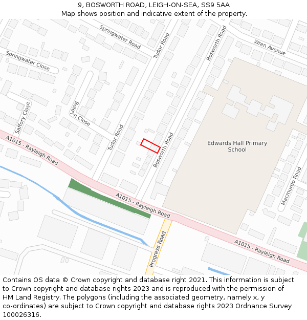 9, BOSWORTH ROAD, LEIGH-ON-SEA, SS9 5AA: Location map and indicative extent of plot