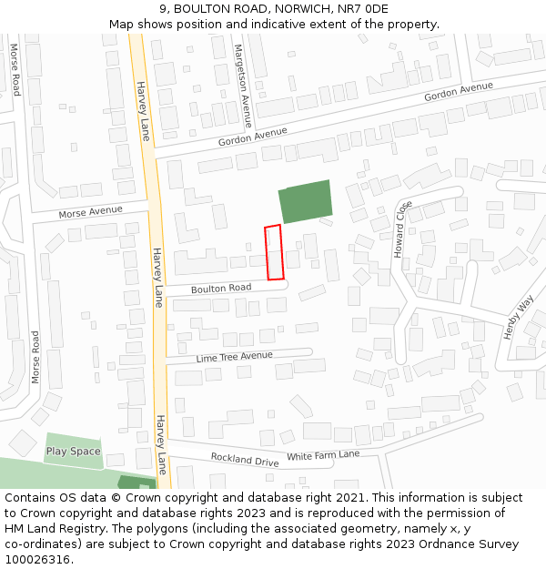 9, BOULTON ROAD, NORWICH, NR7 0DE: Location map and indicative extent of plot