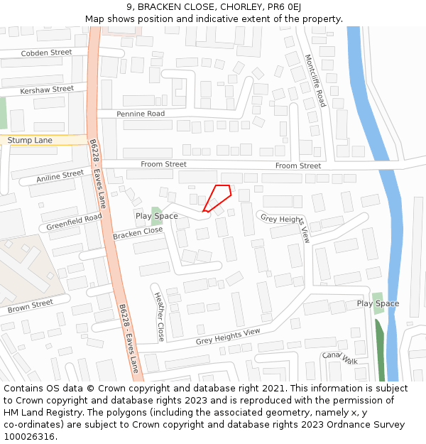 9, BRACKEN CLOSE, CHORLEY, PR6 0EJ: Location map and indicative extent of plot