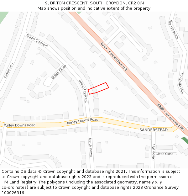 9, BRITON CRESCENT, SOUTH CROYDON, CR2 0JN: Location map and indicative extent of plot