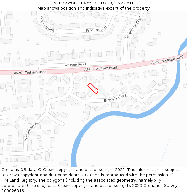 9, BRIXWORTH WAY, RETFORD, DN22 6TT: Location map and indicative extent of plot