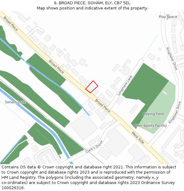 9, BROAD PIECE, SOHAM, ELY, CB7 5EL: Location map and indicative extent of plot