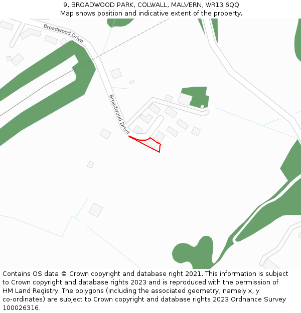 9, BROADWOOD PARK, COLWALL, MALVERN, WR13 6QQ: Location map and indicative extent of plot