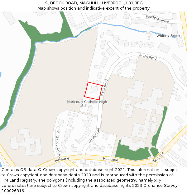 9, BROOK ROAD, MAGHULL, LIVERPOOL, L31 3EG: Location map and indicative extent of plot
