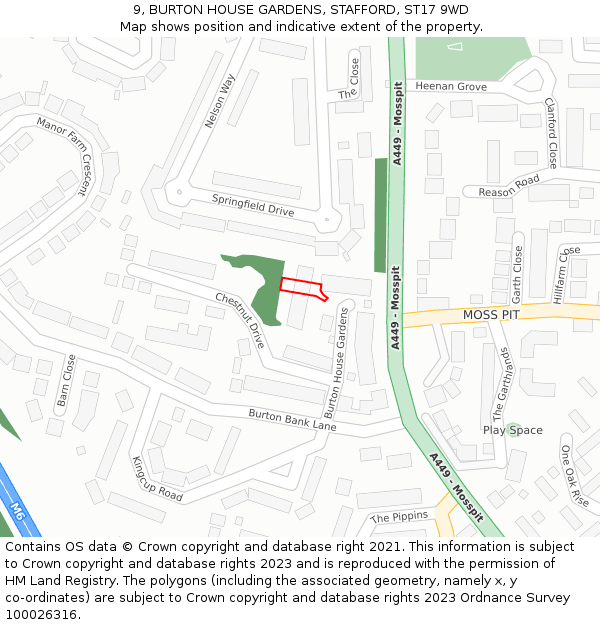 9, BURTON HOUSE GARDENS, STAFFORD, ST17 9WD: Location map and indicative extent of plot