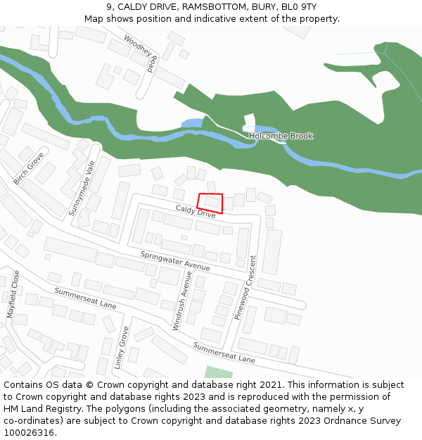 9, CALDY DRIVE, RAMSBOTTOM, BURY, BL0 9TY: Location map and indicative extent of plot