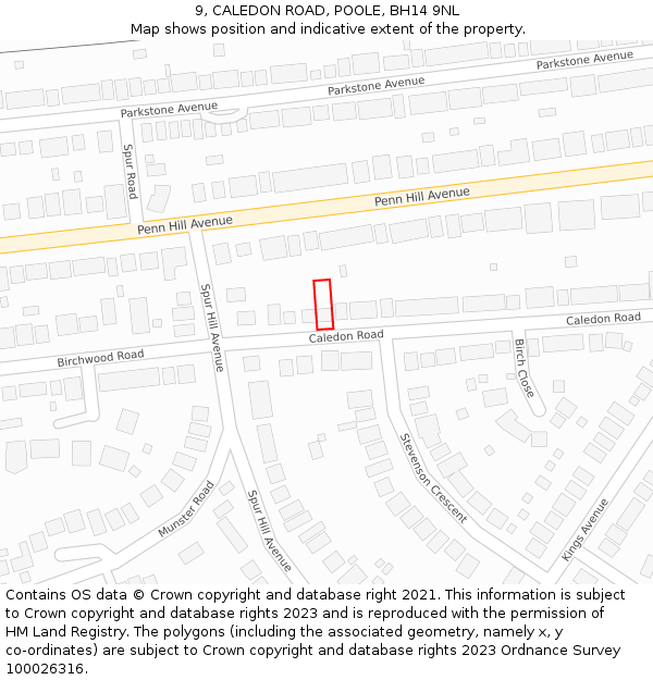 9, CALEDON ROAD, POOLE, BH14 9NL: Location map and indicative extent of plot