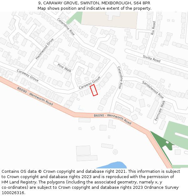 9, CARAWAY GROVE, SWINTON, MEXBOROUGH, S64 8PR: Location map and indicative extent of plot