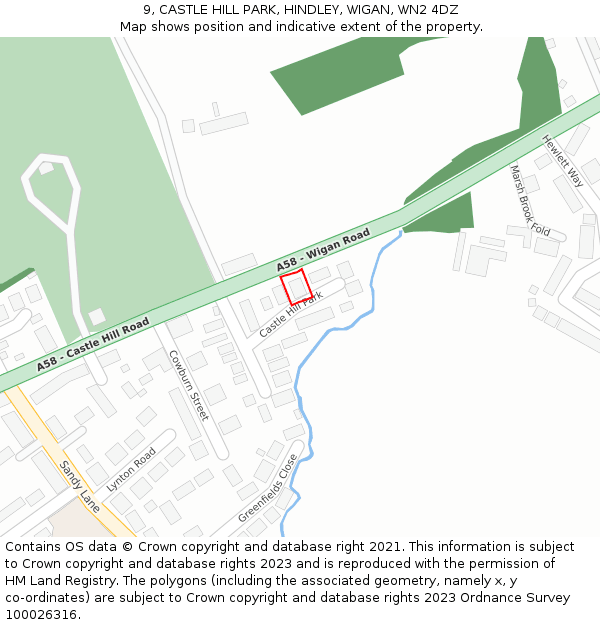 9, CASTLE HILL PARK, HINDLEY, WIGAN, WN2 4DZ: Location map and indicative extent of plot